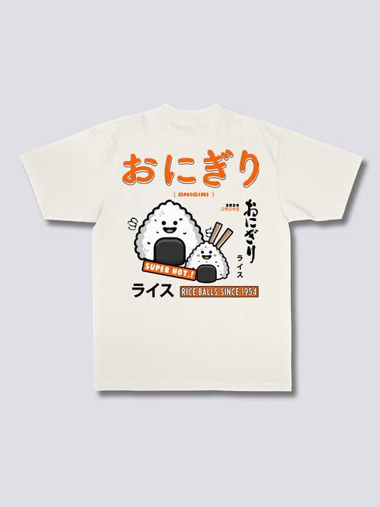 RICE BALL おにぎりのバックプリントTシャツ