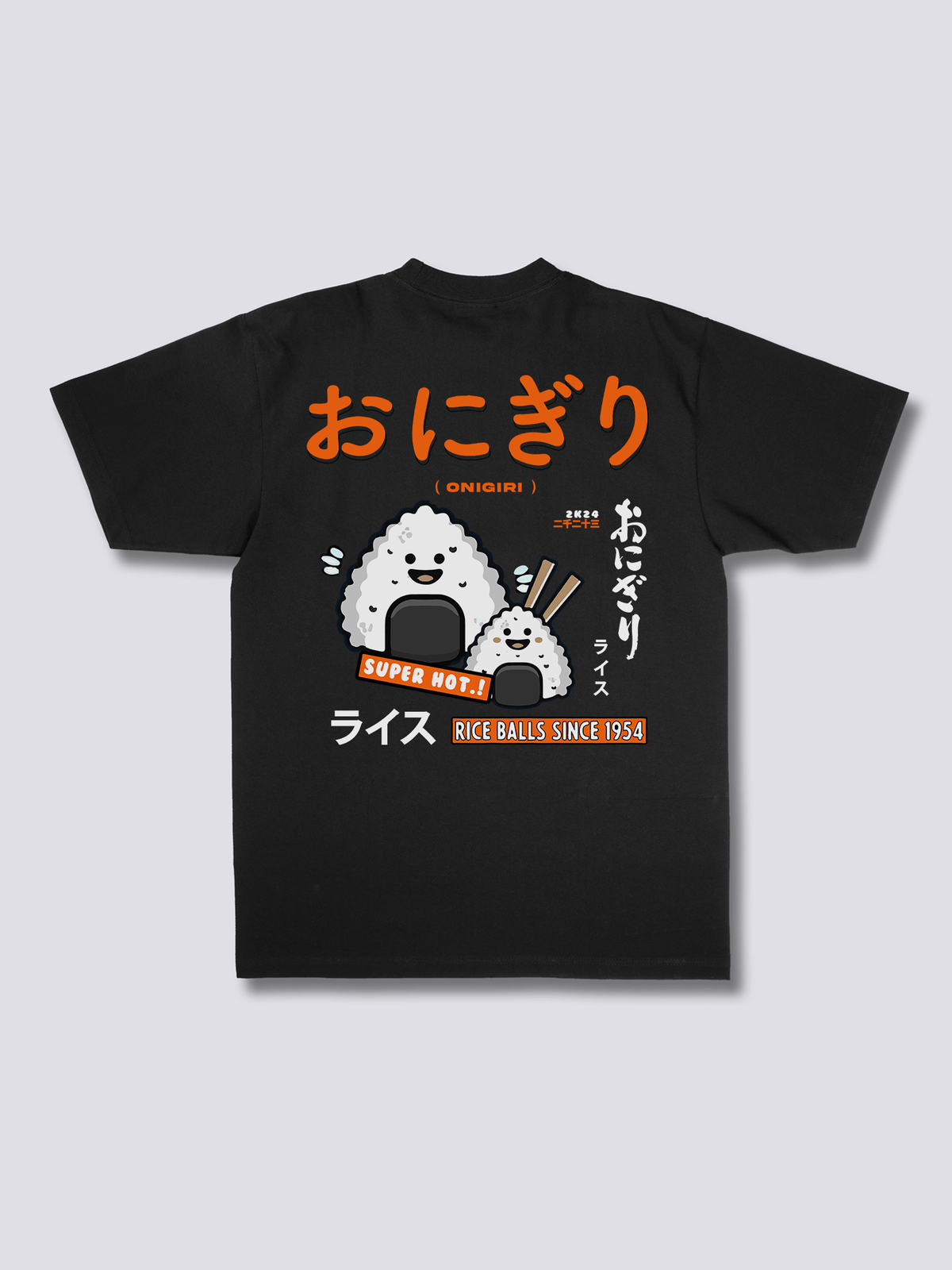 RICE BALL おにぎりのバックプリントTシャツ