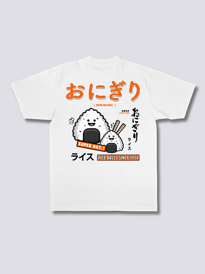 RICE BALL おにぎりのバックプリントTシャツ