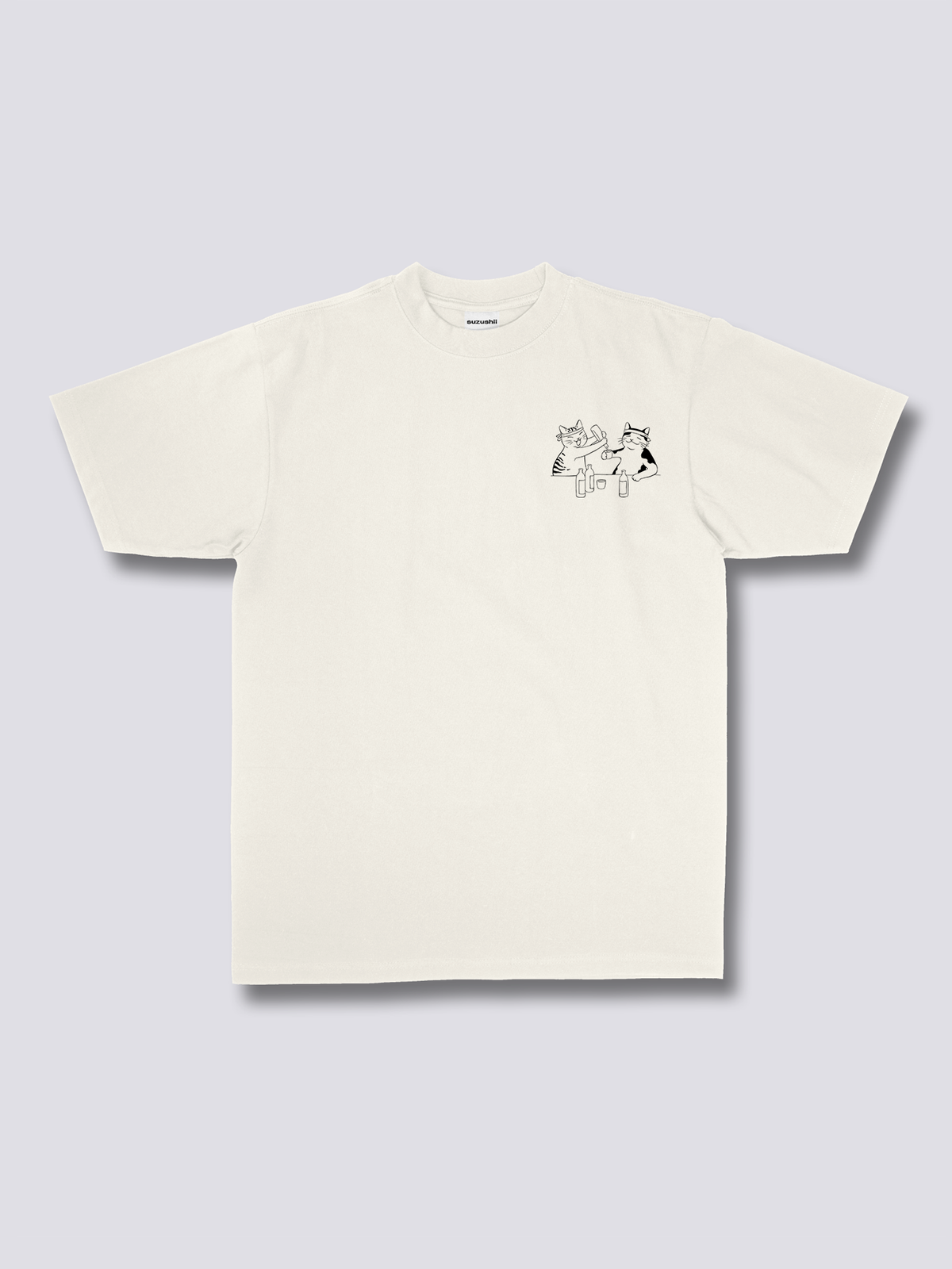 SAKE NIGHT 酔っぱらい猫のバックプリントTシャツ