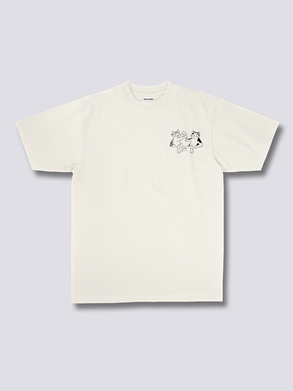 SAKE NIGHT 酔っぱらい猫のバックプリントTシャツ