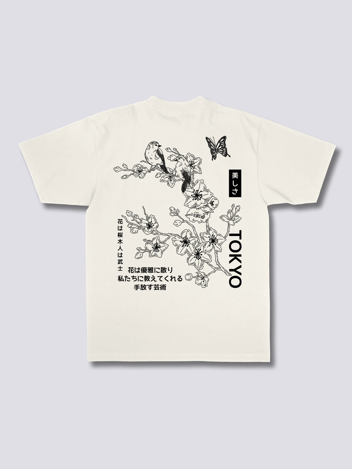 SAKURA BLOOM 桜と蝶のバックプリントTシャツ