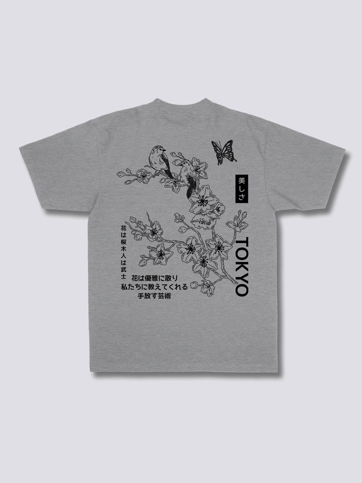 SAKURA BLOOM 桜と蝶のバックプリントTシャツ