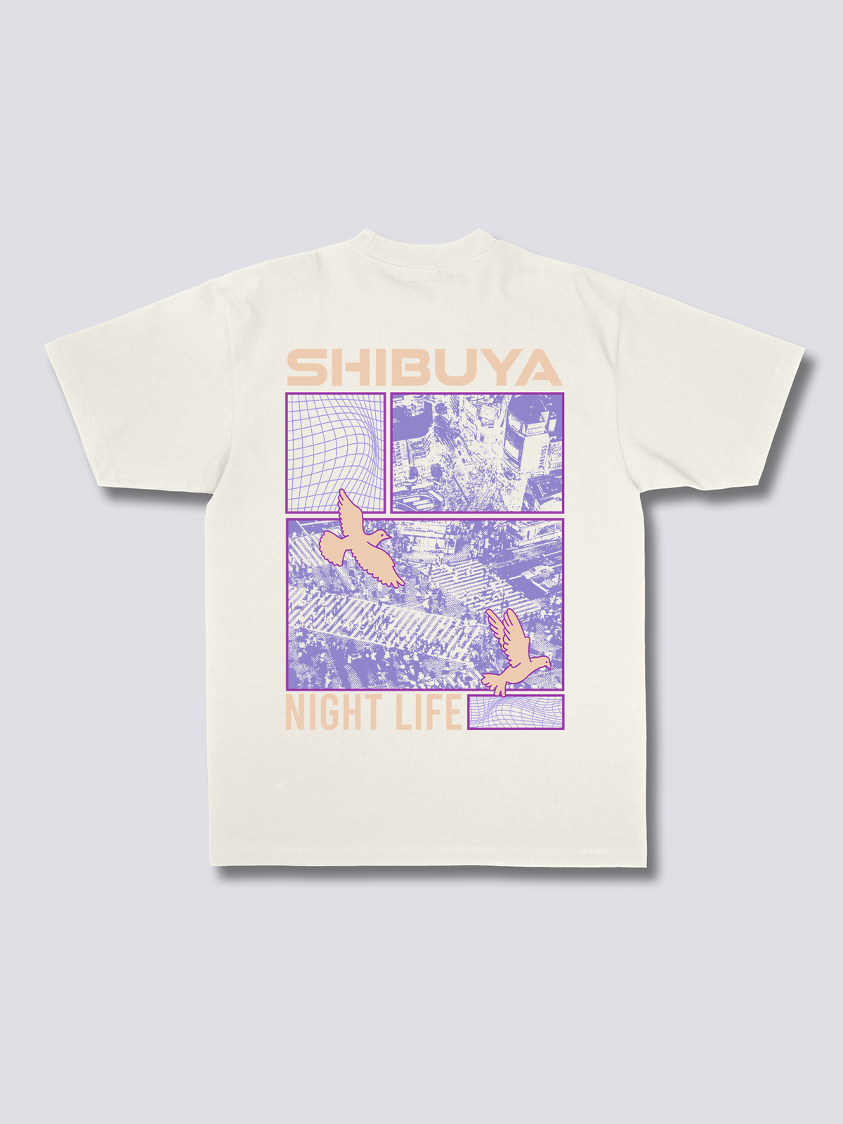 SHIBUYA 渋谷の夜のバックプリントTシャツ