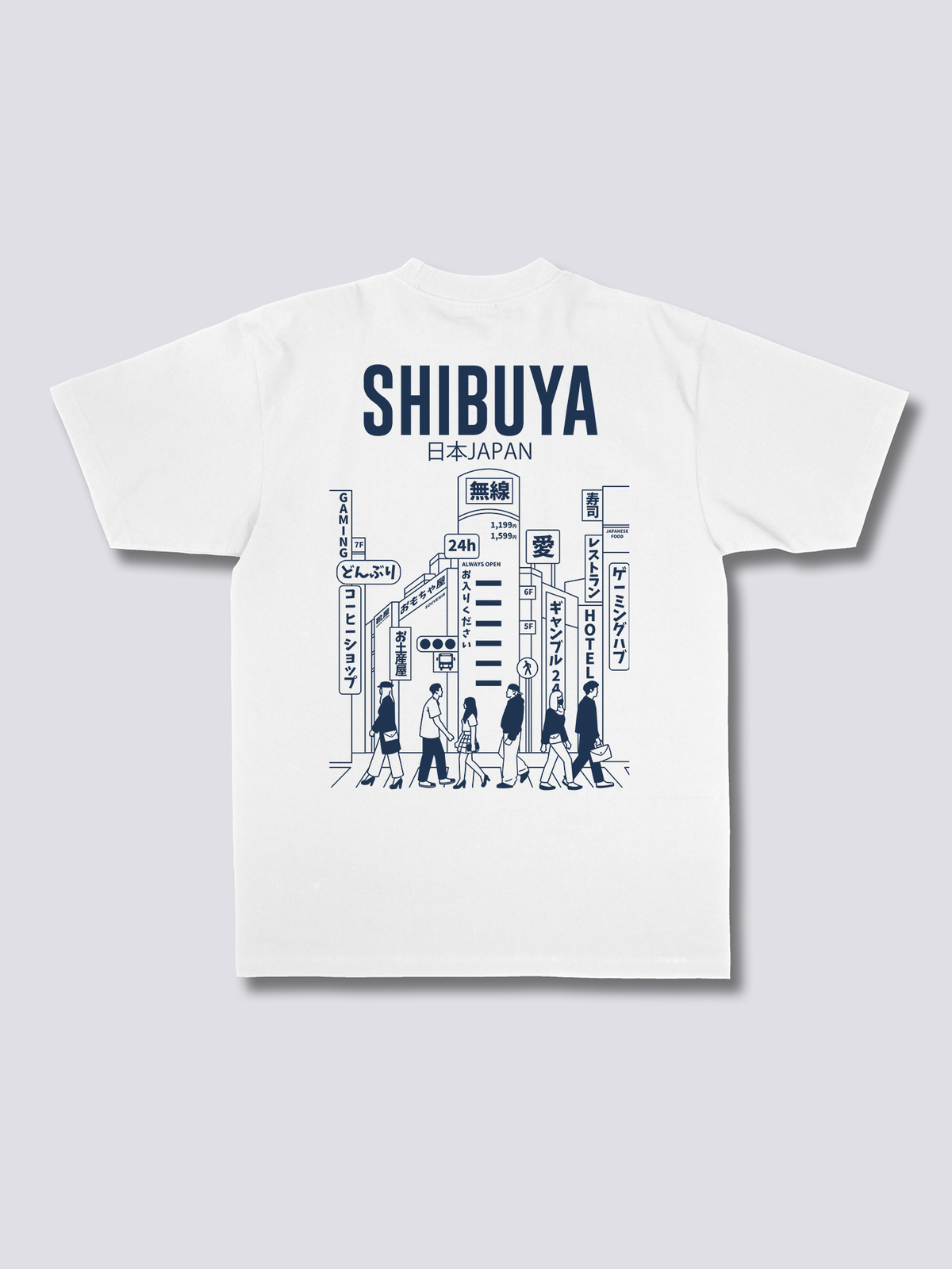 SHIBUYA CITY 渋谷の街並みのバックプリントTシャツ