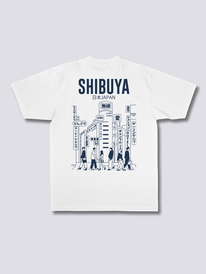 SHIBUYA CITY 渋谷の街並みのバックプリントTシャツ