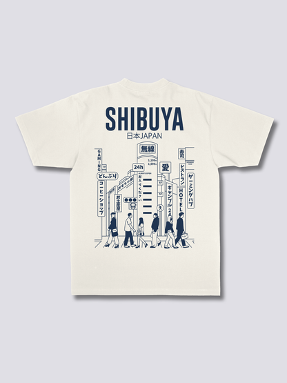 SHIBUYA CITY 渋谷の街並みのバックプリントTシャツ