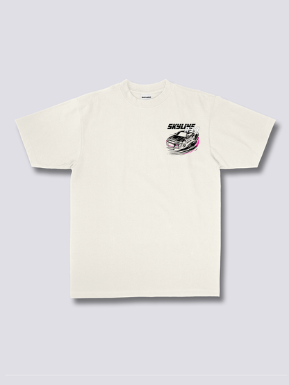 SKYLINE R34 スポーツカーのバックプリントTシャツ