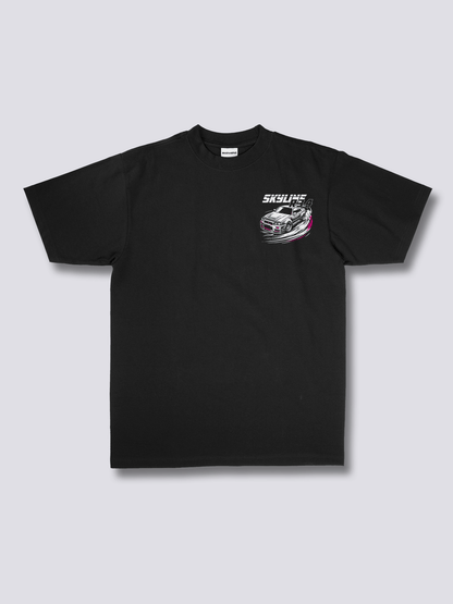SKYLINE R34 スポーツカーのバックプリントTシャツ