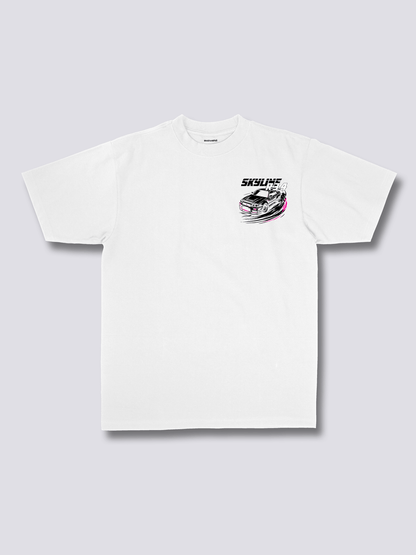 SKYLINE R34 スポーツカーのバックプリントTシャツ