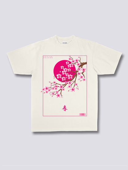 SPRING BLOSSOM 春の花のフロントプリントTシャツ