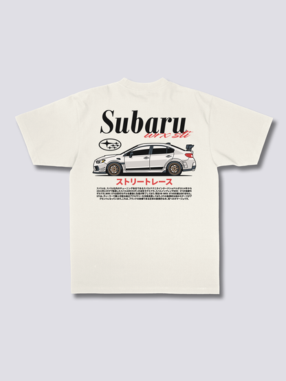 SUBARU WRX STI スポーツカーのバックプリントTシャツ