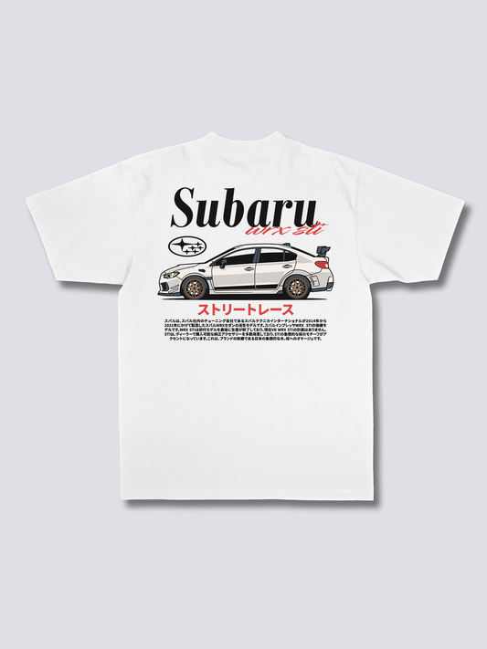 SUBARU WRX STI スポーツカーのバックプリントTシャツ