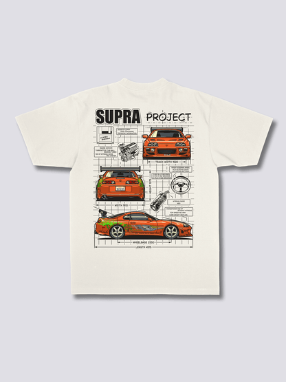 SUPRA PROJECT スポーツカーのバックプリントTシャツ