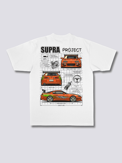 SUPRA PROJECT スポーツカーのバックプリントTシャツ