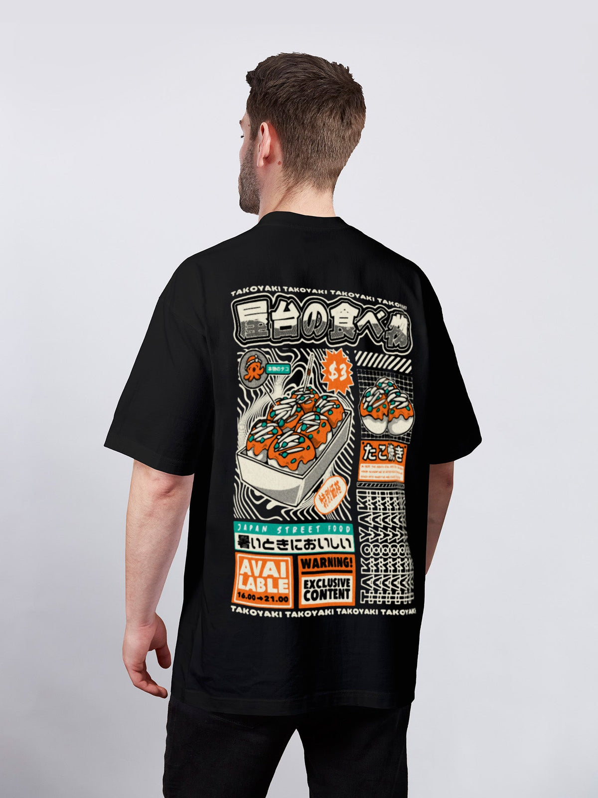 TAKOYAKI たこ焼きのバックプリントTシャツ