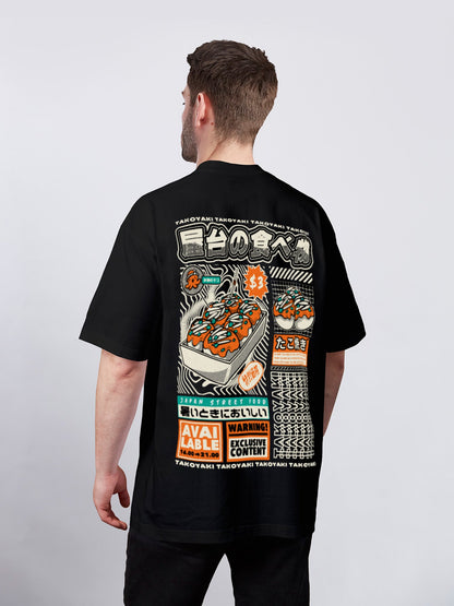 TAKOYAKI たこ焼きのバックプリントTシャツ