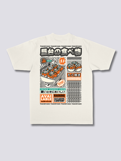 TAKOYAKI たこ焼きのバックプリントTシャツ