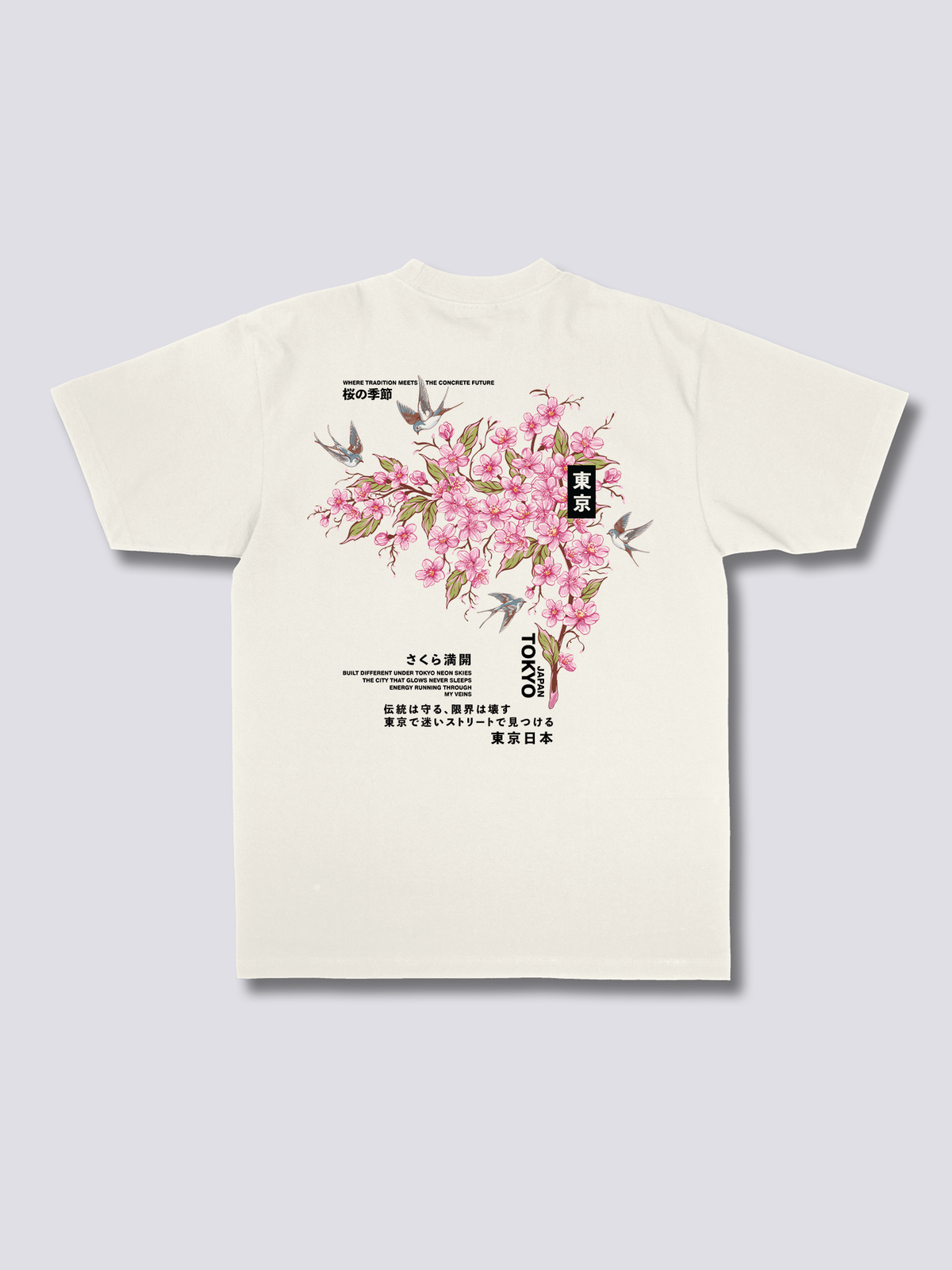 TOKYO SAKURA 東京と桜のバックプリントTシャツ