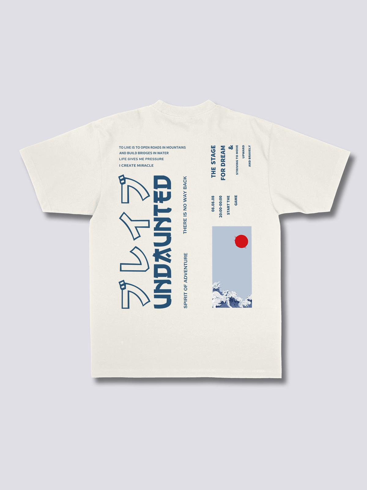 UNDAUNTED 和文字のバックプリントTシャツ