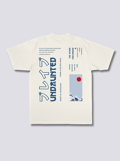 UNDAUNTED 和文字のバックプリントTシャツ