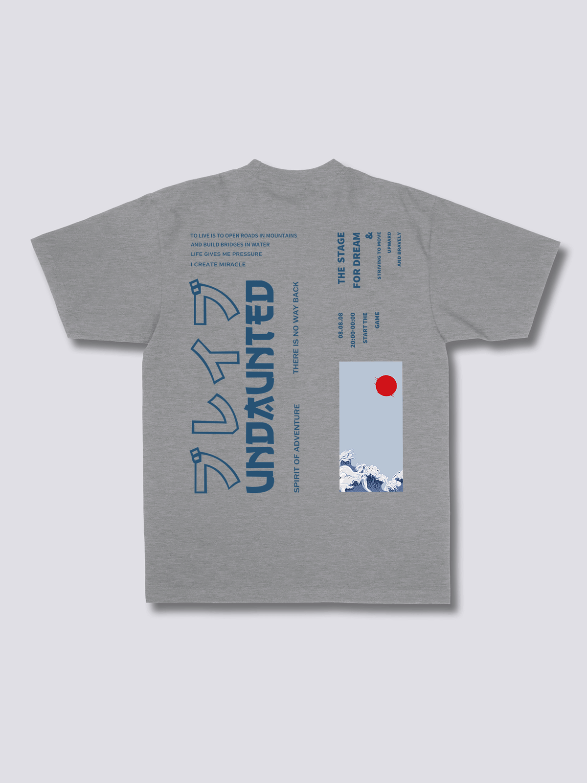 UNDAUNTED 和文字のバックプリントTシャツ