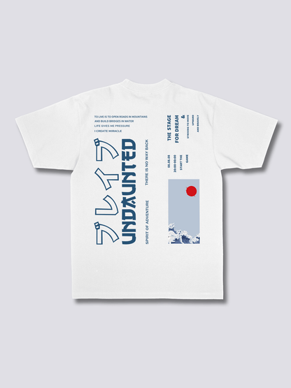 UNDAUNTED 和文字のバックプリントTシャツ