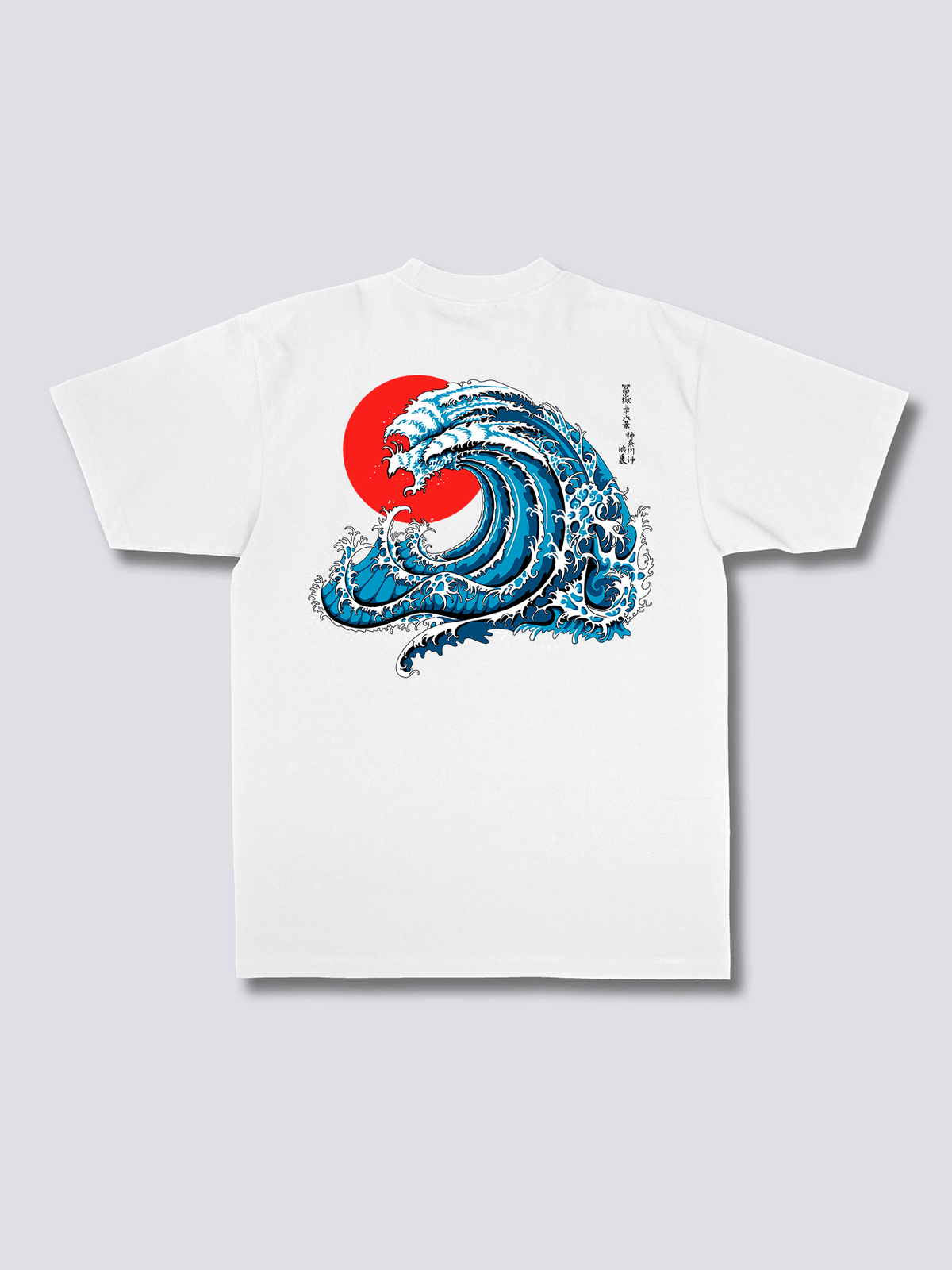 WAVY PHOENIX 波と赤い太陽のバックプリントTシャツ