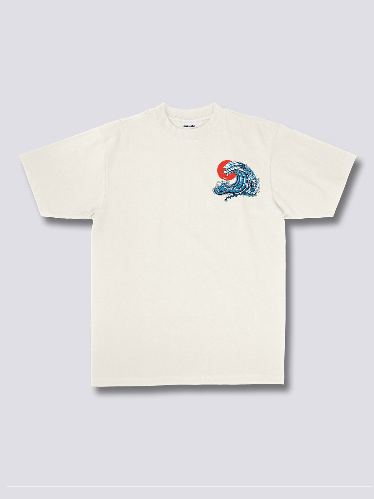 WAVY PHOENIX 波と赤い太陽のバックプリントTシャツ