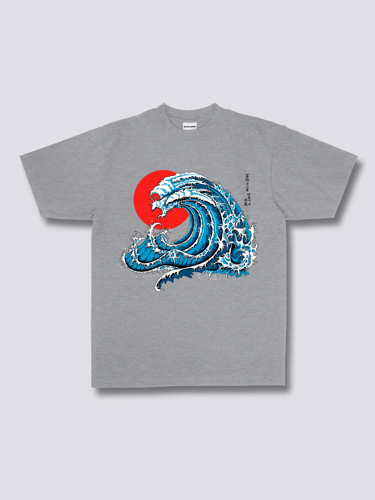 WAVY PHOENIX 波と赤い太陽のフロントプリントTシャツ