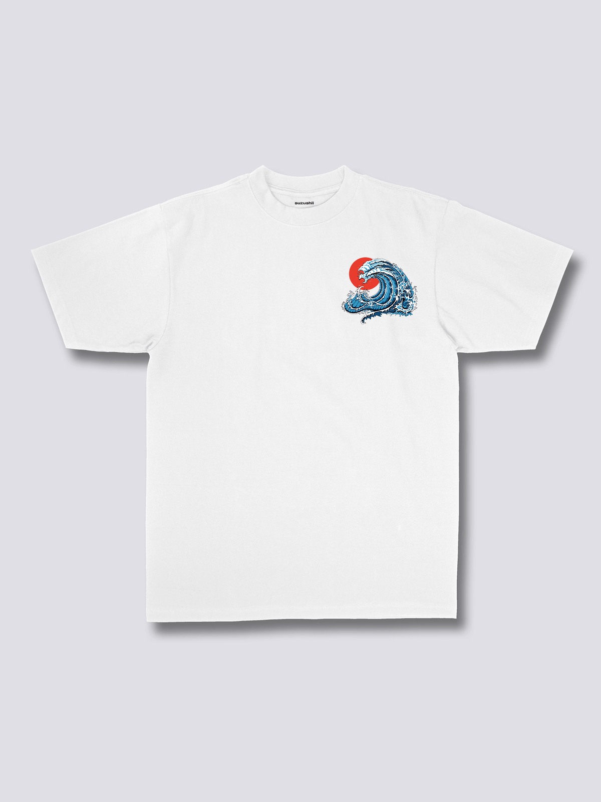 WAVY PHOENIX 波と赤い太陽のバックプリントTシャツ