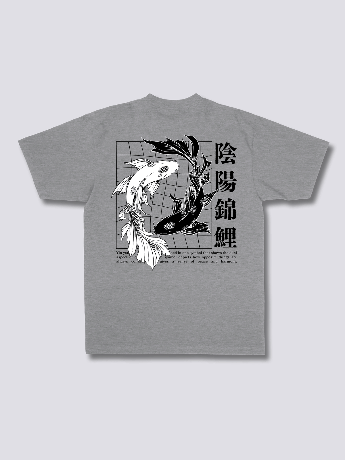YING YANG KOI 陰陽錦鯉のバックプリントTシャツ