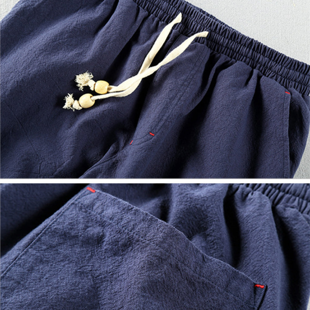 REN コットンリネンのドローストリングパンツ