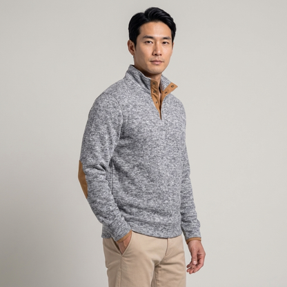 CALLUM 杢調の肘当て付きニット
